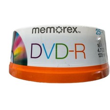 Memorex DVD-R 16 X 4.7 GB 120 Minutes 25 Disc Pack New in Package