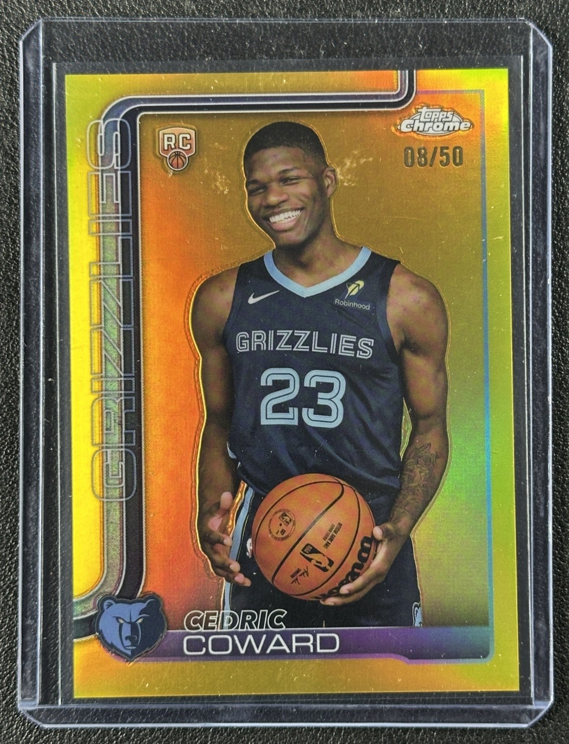 CEDRIC COWARD 2025-26 TOPPS CHROME #261 ROOKIE GOLD REFRACTOR RC 8/50 GRIZZLIES