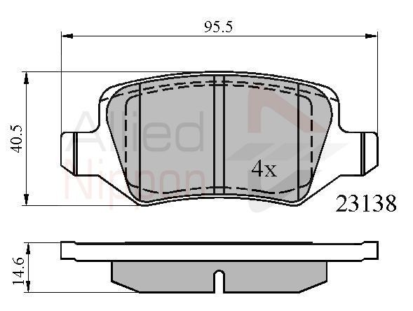 Brake Pad Set For Disc Rear Fits Mercedes-Benz A-Class ALLIED NIPPON ADB01149