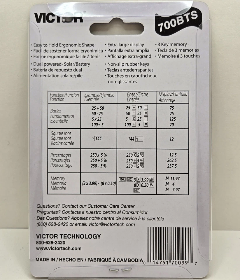 3 Victor 700BTS Super Large Display Compact Calculators Brand New Factory Sealed - Image 3 of 4