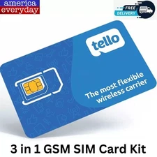 Tello Mobile - Bring Your Own Phone - 3 in 1 GSM SIM Card Kit *NEW*