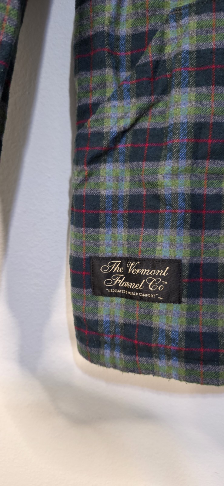 Vermont Flannel Co Hoodie Men S Blue USA Made Plaid Organic Cotton Pullover - second product detail image