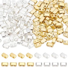 PH PandaHall 160pcs Half Tila Beads 24K Gold 925 Sterling Silver Plated Tila ...