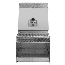Caja de herramientas de camión escalón de montaje lateral de aluminio plateado de alta resistencia de 28 x 25 x 15"