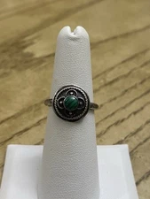 Vintage Boma Sterling Silver 925 Designer Signed Green Malachite Ring Size 6.5