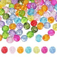 400 Pcs Acrylic Round Faceted Beads 8mm Loose Bead, Mixed Colors