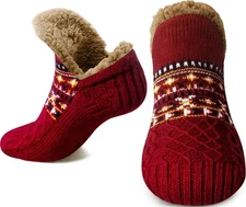 Stocking Stuffers for Adults Women Her: Womens Fuzzy Slipper Socks with Grippers