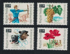 Hungary Dogs Space Archery Flowers Grapes Stamp Day 4v 1966 MNH SG#2221-2224