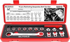 Complete 15-piece Ratcheting Tool Set With Extension For Serpentine Belt Repairs Complete 15-piece Ratcheting Tool Set With Extension For Serpentine Belt Repairs