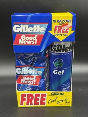 Vintage 2000 Gillette Good News! 10 Pack Razors Sealed Bonus Box Shave Cream NOS