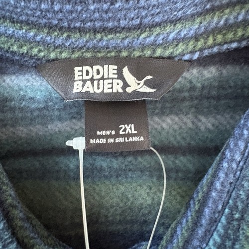 NWT $80 Eddie Bauer Fast Fleece Blue Indigo Striped Soft Polyester Shirt 2XL - Picture 13 of 16