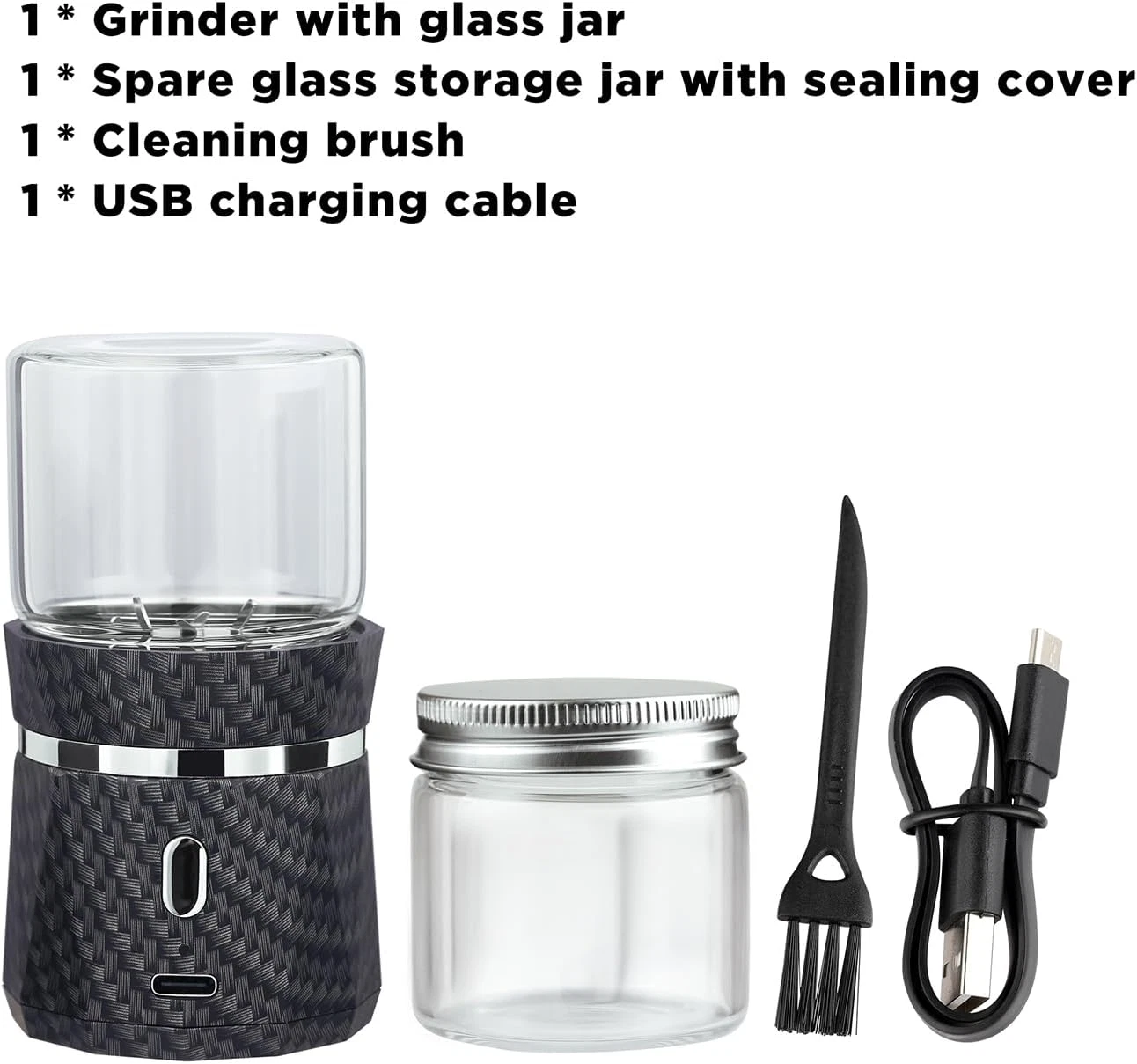 Electric Grinder Automatic Mini Size Spice Crusher Herbal with 2PCS Glass Jar