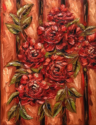 Original Öl- Impasto Gemälde ' Red Roses ' Mit Keilrahmen 40 x 50 cm