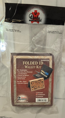 Vintage Tandy Leather Folded ID Wallet Kit. Unopened Package #44003-00