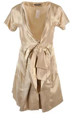 ALEXANDER MCQUEEN GOLD 2006 SILK MINI DRESS IT 42 UK 10