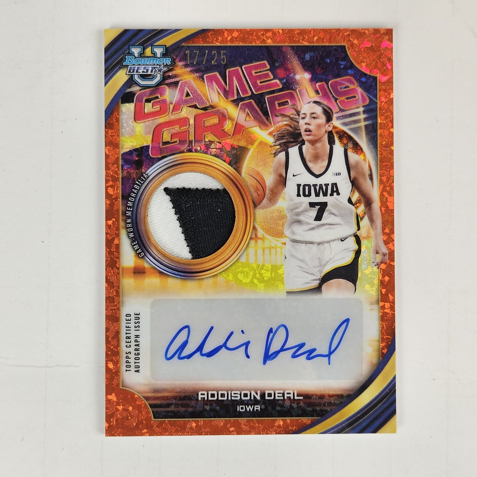 Topps 2026 Bowman University’s Best Addison Deal /25 RPA Game Graphs Auto Relic