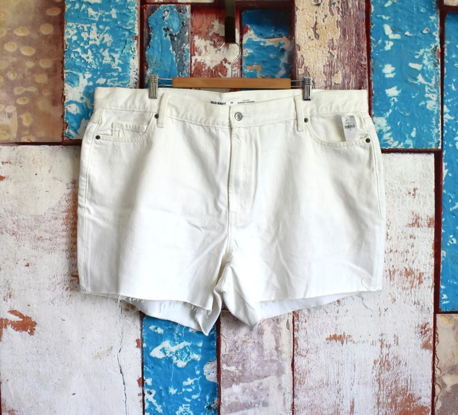 Women's Old Navy High-Waisted Slouchy Straight Cut-Off Jean Shorts SIZE 22 White