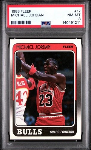 Graded 1988 Fleer Michael Jordan #17 Basketball Card PSA 8 NM-MT