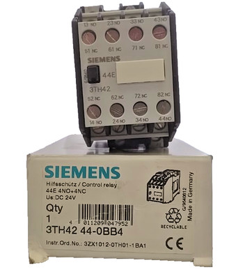 Siemens 3TH4244-0BB4 Control Relay 4NO+4NC DC 24V Auxiliary Relay