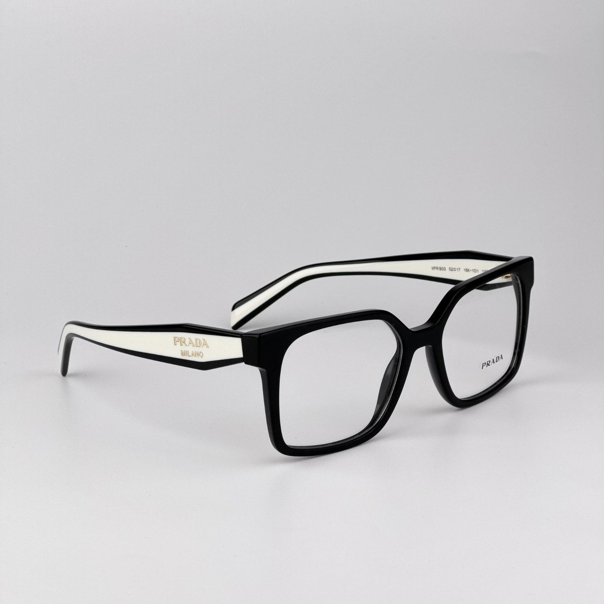 Prada Women Eyeglasses Black Demo Square PRB03V 16K1O1 NEW 