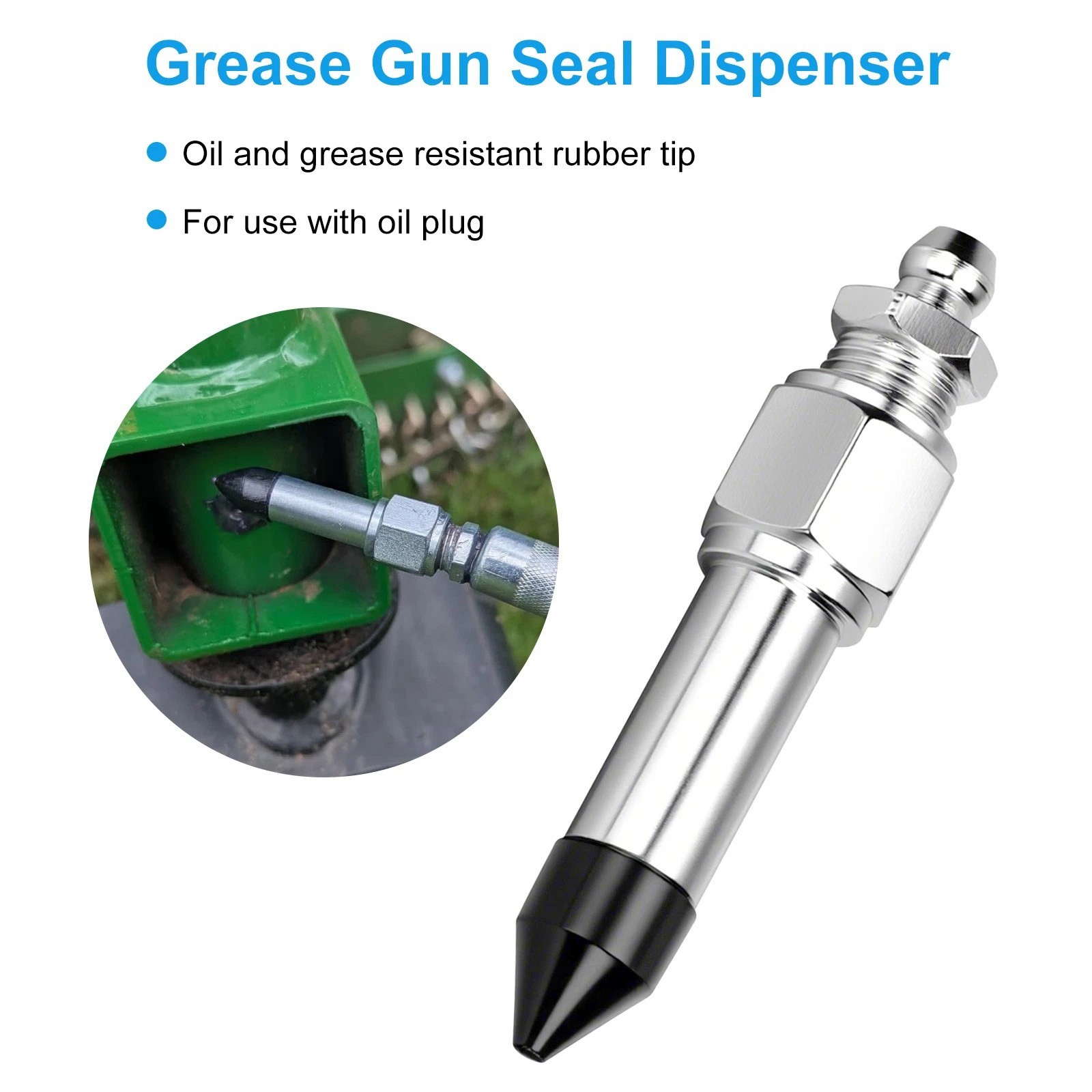 Grease Gun Accessory Kit 7pcs with Needle Nozzles Rubber Tip and Elbow Adapter