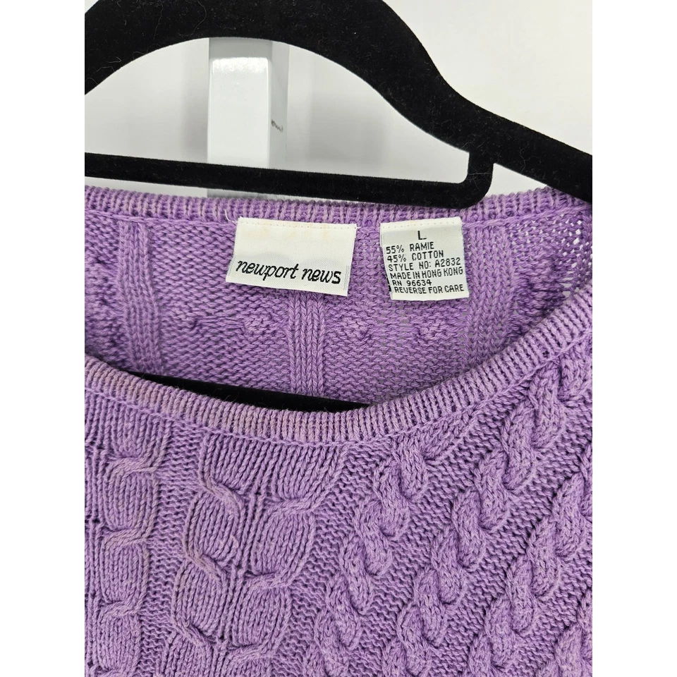 Suéter Newport News para mujer talla L tejido con cable púrpura ombre mezcla de algodón Foto 3 de 4