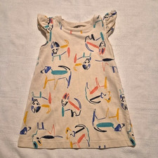Tea Collection girls size 2 multi painted dog design dress tan with multi dog