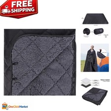 79"x59" Heavyweight Camping Blanket with Sherpa Lining for Cold Weather Comfort