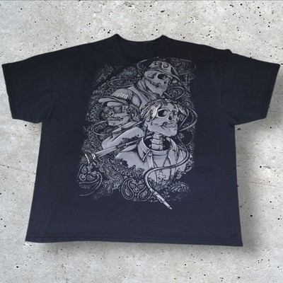 Retro Tupac Biggie Smalls Eazy E Skeleton Hip Hop Legends Aux Rap Tee Black 3XL