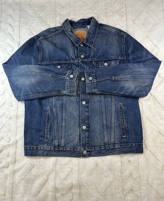 Levi Strauss & CO Men's BLue Denim Jean Trucker Jacket Button Up Men s XL