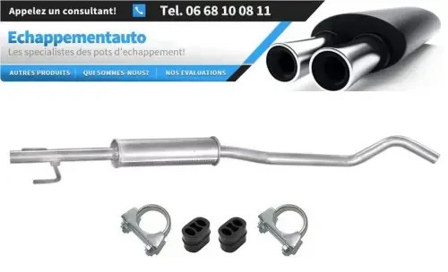 Ligne échappement Opel Corsa C avec silencieux central intermédiaire essence 2000-2006