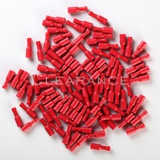 18-22 GAUGE VINYL BULLET FEMALE CONNECTOR 100 PK RED CRIMP TERMINAL AWG