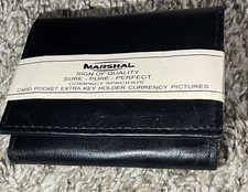 Marshal Black Genuine Leather Trifold Wallet ID Credit Card Case Holder NEW