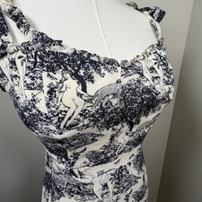 Reformation Nikita Midi Dress Whimsical Toile Covina Pattern Sz 0 Coquette Boho