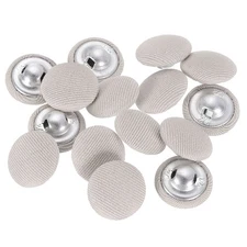 15Pcs Fabric Cloth Covered Button, 15mm 24L Metal Shank Buttons, Beige