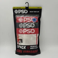 PSD Core Standard Premium Boxer Briefs Cocky Gray White 3 Pack Sz X Large - New