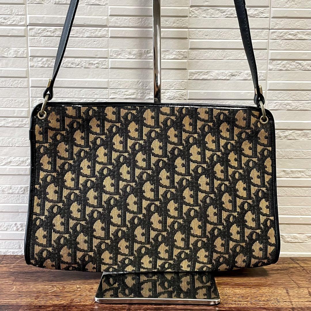 Christian Dior Shoulder Bag Canvas Leather Dark Navy Beige Trotter Authentic thumbnail 22