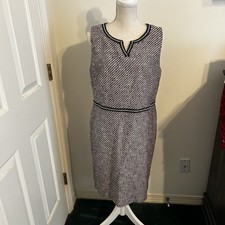 Talbots Sleeveless Tweed Split Neck Sheath Size 14 Fully Lined NWT Zip Hook Eye