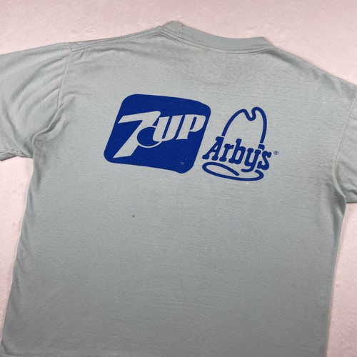 Vtg 80s Youth Unlimited Triathlon Tee 7UP Arbys Promo 1984 Single Stitch USA L - Picture 9 of 15