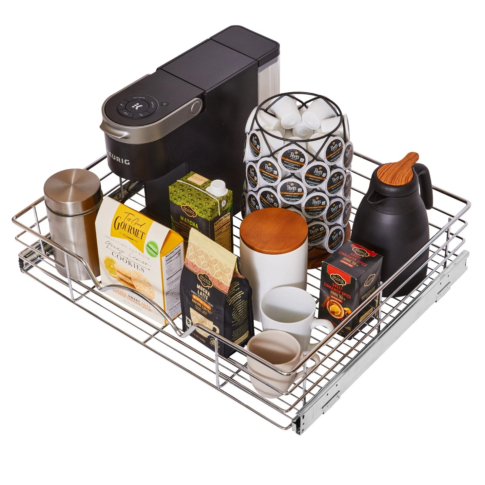Pantry Drawer Slide out Basket - Heavy-Duty Pull Out Cabinet Organizer
Opens in a new window or tab