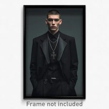 Art Poster - Man Feeling Worthy Wearing Grandiose Moon Ornament (Art Print)