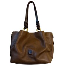 Dooney Bourke Florentine Leather Handbag Large Zip Barlow Chestnut Bag Hobo