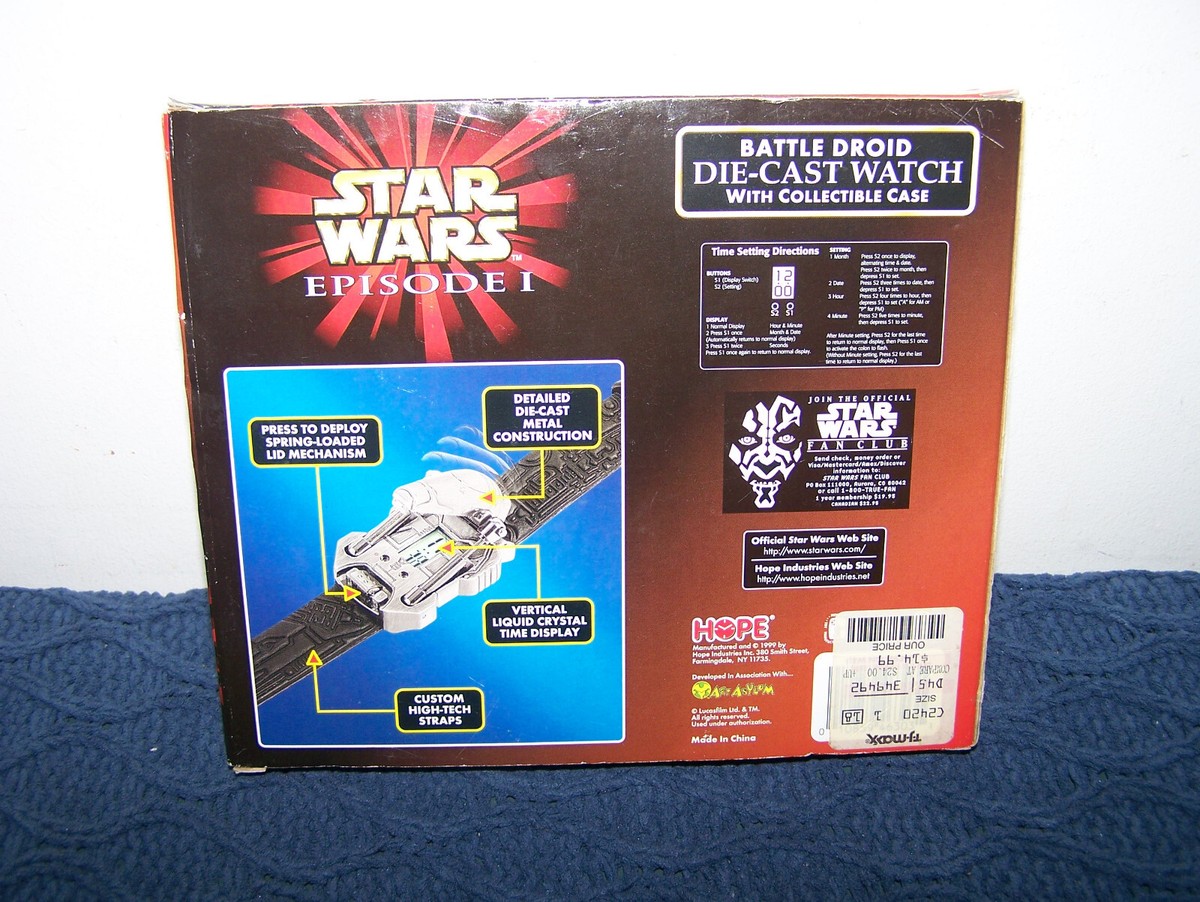 STAR WARS EPISODE 1 BATTLE DROID DIE-CAST WATCH W/COLLECTIBLE CASE