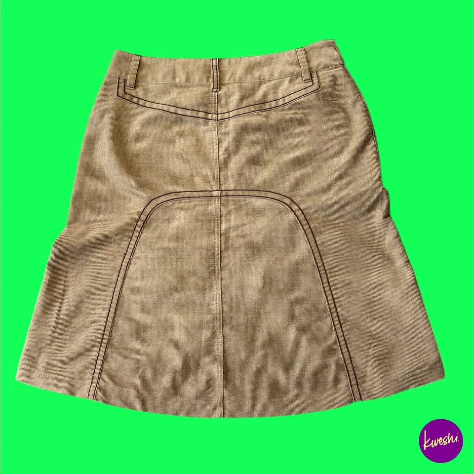 Женская трапециевидная вельветовая юбка MEXX, застежка на пуговицах и молнии, бежевая коричневая, Великобритания 14 - Изображение 2 из 4