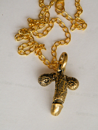 Penis Messing Kugeln Halskette Dick Charm LGBT Junggesellenabschied goldfarbene Kette 24" NEU! - Bild 3 von 5