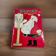 Santa Claus Paint Color Book Whitman coloring Merry Christmas Tree Elves Vintage