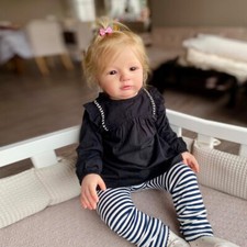 Cute 28inch Finished Reborn Doll Cloth Body Toddler Doll Rooted Short Hair Gift