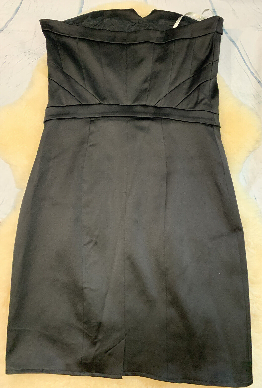 KAREN MILLEN Blue-Black Strapless Satin Cocktail Party Dress SZ 6 US A-Line  | eBay