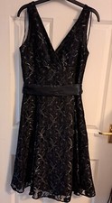 F&F- Lovely Black & Silver Lace Dress, Party, Wedding. Size 12 - SALE