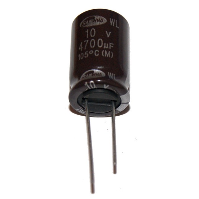 4700uF 10V Extremely Low ESR Radial Electrolytic Capacitors 105'C Samwha WL 4700uF 10V Extremely Low ESR Radial Electrolytic Capacitors 105'C Samwha WL